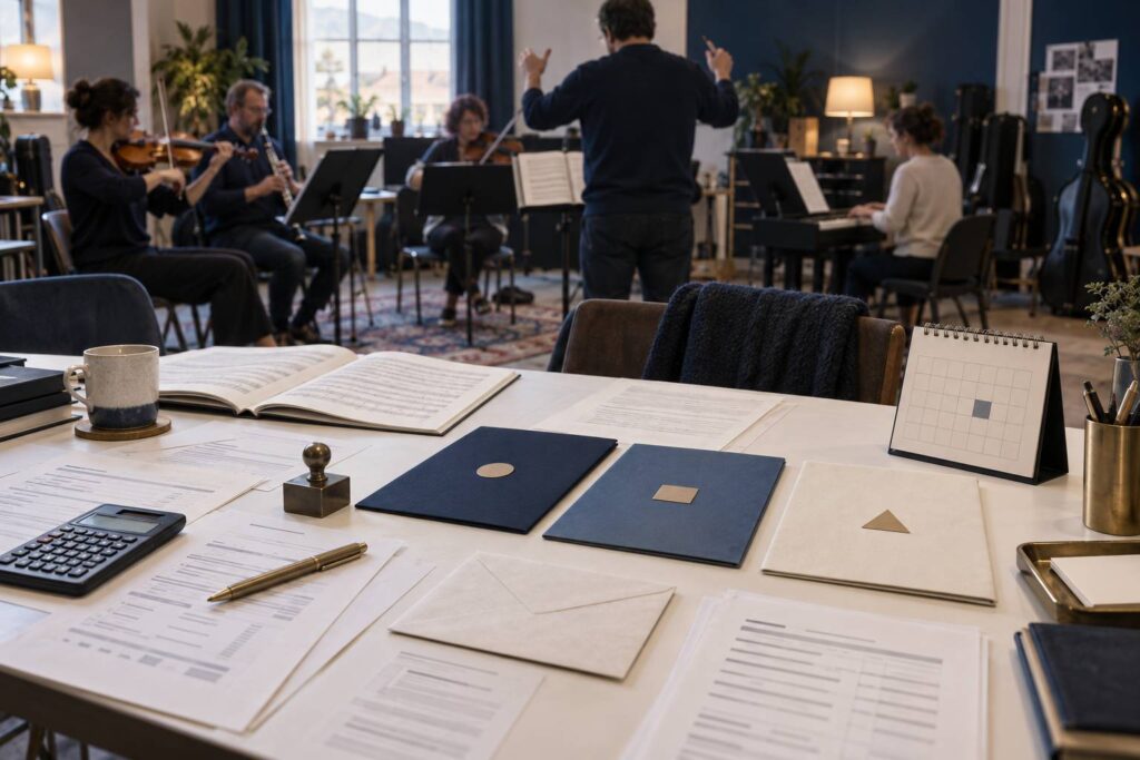 Illustration éditoriale du sujet : Rémunérer un directeur musical : statut et cadre